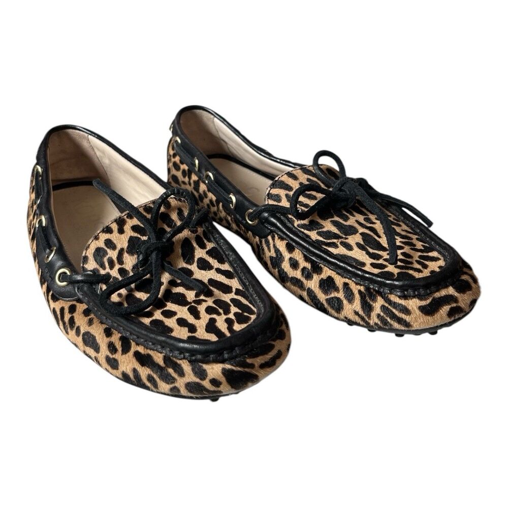 Michael Kors Womens Moccasin Loafers Calf Hair Leather Cheetah Print Size 8 READ
